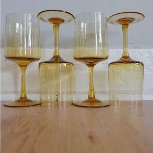 Set Of 4 Amber Wine Glasses